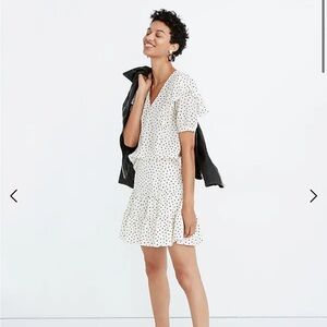 Madewell Silk V-Neck Shoulder-Ruffle Top